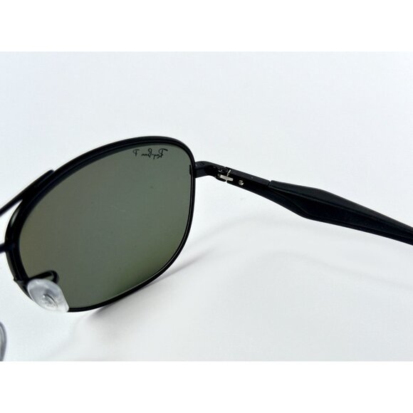 Ray-Ban RB3519 Aviator Black Frame Sunglasses 59mm Green Polarized G-15 Lenses - Picture 7 of 8